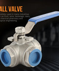 Heavy Duty One Inch Three Way L Type Ball Valve Female Threads 304 Stainless Steel Knockout Quality Twist Handle for plumbing.