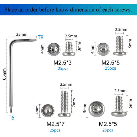 Hella Tough 304 Stainless Steel Pocket Knife Handle Screws And Shaft Pivot Pin Rivets 100 Piece EDC Folding Hardware Kit sizes and dimensions