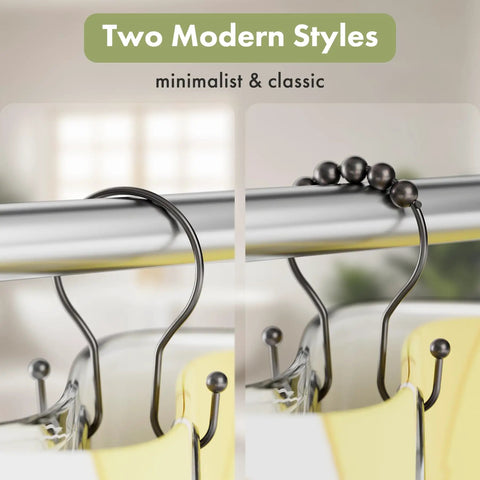 Bronze Double Hook Shower Curtain Hooks Rust Proof Metal Smooth Glide For Easy Curtain Movement And Balanced Hanging
