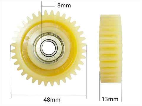 Top view and side view of Beefed-Up 36T Nylon Planetary Gear Clutch Kit With Left Cable Exit For 500W To 1000W E Bike Hub Motors