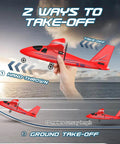 2.4Ghz RC Airplane For Beginners 2CH Remote Control Plane With Gyro Stabilizer includes 3 Batteries and Charger, red plane take-off options