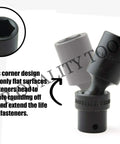 Ten Piece Three Eighths Inch Drive Deep Impact Socket Set Metric Ten To Nineteen Millimeter With Swivel Ball Action socket detail