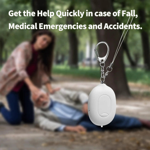 Portable Door Alarm Stopper For Travel, 130dB Siren, USB Rechargeable Vibration Sensor With LED Flash, Lightweight Safety Alarm For Hotels, Home, Apartments And On The Go; white keychain unit