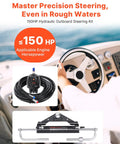 Hydraulic Boat Steering Kit for Outboard Motors 150HP with 26 Feet Hoses Two Way Lock Cylinder Relief Valve Aluminum Alloy Housing