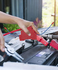 Heavy Duty Car Aerosol Fire Suppression Patch For Engine Bay Safety Featuring Slick Self Activating Protection with a hand applying it in an engine compartment.