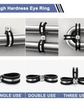 112 Piece Cable Clamps Kit Stainless Steel 304 Rubber Cushioned Assortment For Hoses Tubes Automotive Fuel Line And Wiring Ten Sizes From One Quarter Inch To One And Three Quarters Inch Anti Rust Waterproof Oil Proof Salt Resistant showing single, double, and triple use on pipes.