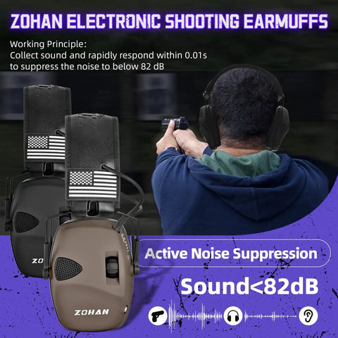 Electronic Shooting Earmuffs With Ambient Sound Amplifier For Shooters, 2 Pack Hearing Protection With NRR 23dB Noise Reduction