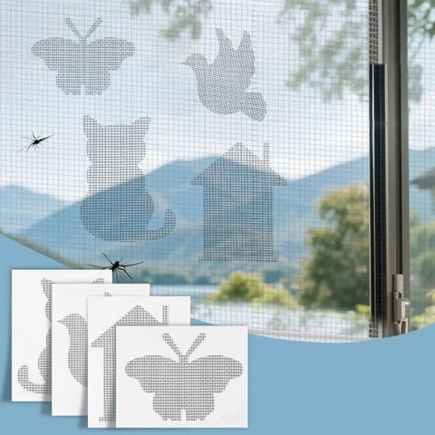 Heavy Duty Screen Patch Repair Kit With Mesh Tape And Adhesive Patch, Tear Resistant Window Screen Restorer Decorative Cartoon Patterns