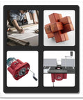 Dead Serious Rock Solid DIY Router Table Lift Kit And Insert Base Plate For Woodworking in use, including craftsman, wood pieces, and equipment.