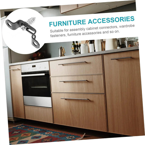 Invisible Furniture Connectors Set for Cabinets and Wardrobes, black hidden fasteners on kitchen cabinet.