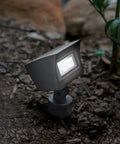 Wall Wash LED Landscape Light 12V With Built In Dimming 3000K Warm White Solid Brass Bronze Coated Housing in garden setting
