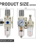 Air Pressure Regulator With Gauge For Your Air Compressor 0 To 150 PSI Water Separator Semi Auto Drain 1 4 NPT Threaded Interface