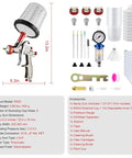 Premium Lvlp Spray Gun Kit Featuring Interchangeable Nozzles Gravity Feed Design Auto Paint Sprayer With Mix Cup and accessories laid out.