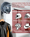 Beefed Up Heavy Duty 180 Degree Rotating Motorcycle Helmet Holder And Display Stand with helmet and jacket on wall mount