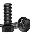 10 Pack M8 X 20 MM Black Zinc Flanged Hex Head Bolts With Nuts And Washers Grade 10.9 Steel showing detailed flanged design and threads.