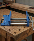 Heavy Duty 7 Inch Carpentry Bench Clamp Mountable Workbench Vise With Strong Clamping Power Navy Cast Iron Body on workbench