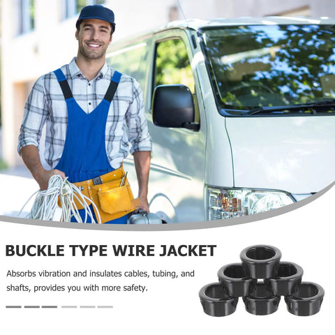 200 Pcs Nylon Cable Bushing Grommets Snap In Wire Protector Kit For Network Distribution Boxes And Office Setup Black Heavy Duty Wear Resistant Gear To Keep Cables Safe And Neat. black snap-in nylon grommets