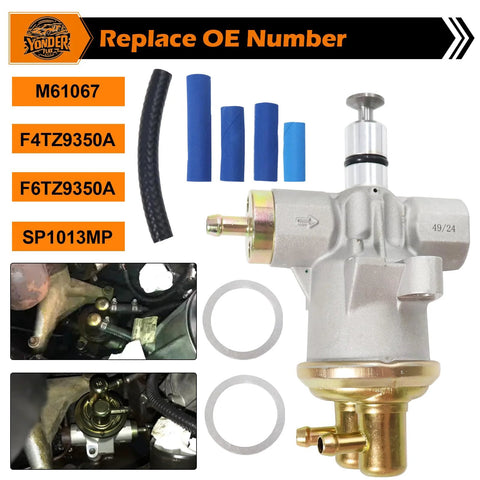 Fuel Transfer Pump With Hose Line Kit For Ford 7.3L Diesel Super Duty F-250 F-350 E-350 Econoline 1994-1998 and components