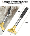 Heavy Duty 4 Inch Scraper Tool with 10 inch handle, gold blade, shown on a textured surface for residue removal