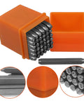 Sturdy 37 Piece Metal Letter Punch Set For Card Making And DIY Crafts A To Z And 0 To 9 With Heart Shape Stamping Kit in orange box
