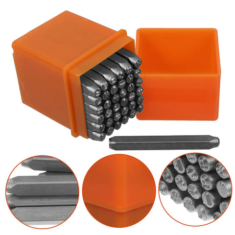 Sturdy 37 Piece Metal Letter Punch Set For Card Making And DIY Crafts A To Z And 0 To 9 With Heart Shape Stamping Kit in orange box