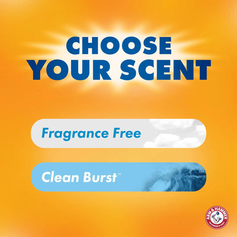 Image showing 'Choose Your Scent: Fragrance Free and Clean Burst' with sunburst background.