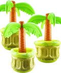 Three Pack 27 Inch Inflatable Palm Tree Coolers Giant Blow Up Drink Holders for Pool Party Beach Decor