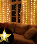 160 LED Star Curtain Lights For Bedroom And Nursery, 118 X 78.7 Inch Warm White Fairy String Lights, Indoor Outdoor Decor