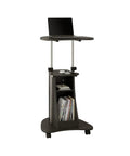Sit To Stand Rolling Laptop Cart With Storage For Home Office Use, Adjustable Height From 28.25 Inches To 43 Inches, Graphite Finish