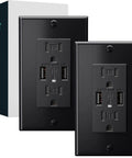 Black 10 Pack 4.8A USB Wall Outlet With Dual USB Ports 15A Tamper Resistant Duplex Receptacle UL Listed for fast charging