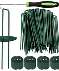 Green Painted Turf Stakes Set With 50 Stakes And 50 Buffer Washers 6 Inch 11 Gauge Heavy Duty Lawn Spikes For Grass Weed Barrier