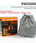 Box and carry bag of Industrial Hearing Protection Earmuffs With 31 dB Noise Reduction For Construction Woodworking Lawn Mowing And DIY Projects