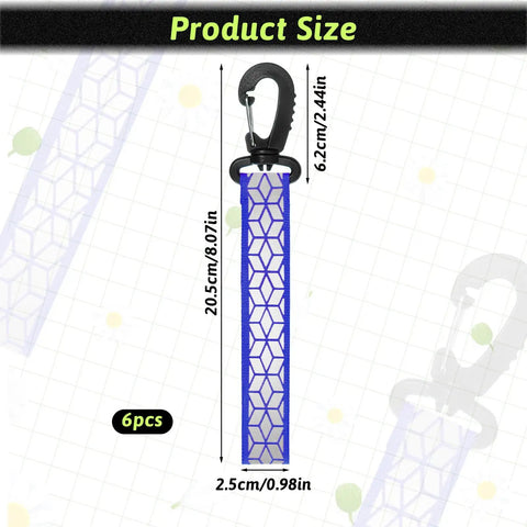 Six Pack Blue Reflective Straps For Backpacks And Gear With Glow In The Dark Visibility For Night Running Cycling Hiking