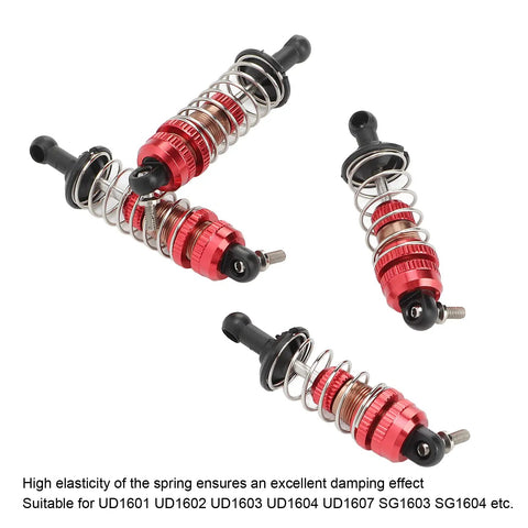 Beefed Up Hydraulic RC Shock Absorbers Front And Rear 53mm 59mm Aluminum Alloy Damper Red Suspension Upgrade With Hydraulic Damping For UD1601 UD1602 SG1603 SG1604 displayed