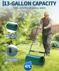 Heavy Duty 23 Inch Lawn Roller For Push Or Tow Behind Use Steel Sod Roller With U Shaped Handle 13 Gallon Water Or Sand Fill