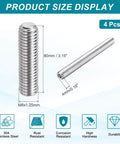 Product size display of Stainless Steel M8-1.25 x 80mm Grub Screws Cup Point Allen Head With Internal Hex Socket Drive, 304 Grade