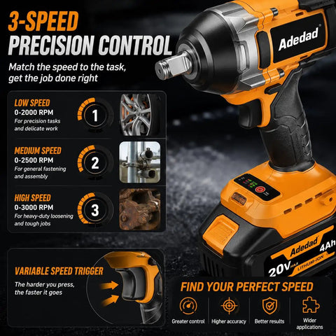 Pro Grade Cordless Impact Wrench Featuring 1000Nm Half Inch Drive And 20V Battery Pumps Out Beast Mode Torque for precision control settings.