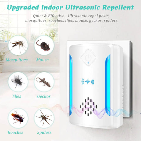 Image of 6 Pack Ultrasonic Pest And Insect Repellers For Indoor Use, Dual Mode Plug In Insect Repellent with Silent and Enhanced Modes, White