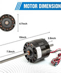 RV Air Conditioner Fan Motor With Capacitor 1/3 HP 115V 1675 RPM Direct Replacement DIY Friendly dual speed dimensions