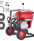 Heavy Duty 120 Foot Manual Feed Sewer Drain Auger Machine Loaded With An 1100W Motor and accessories on display.