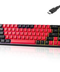Solid Compact 68 Key Wired Keyboard With Butter Smooth Tactile Keys Dope Rainbow Rgb Backlights Plug And Play Gaming Rig For Pc Mac Ps4 Ps5 Travel Office Typing Red Black with USB-C connection.