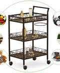 Three Tier Rolling Utility Cart With Smooth As Silk Casters And Reinforced Side Handles for storage in kitchens, salons, and craft areas.