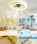 Dope 16 Inch Bladeless Ceiling Fan with Lights Remote And App Control in bedroom showing summer and winter modes