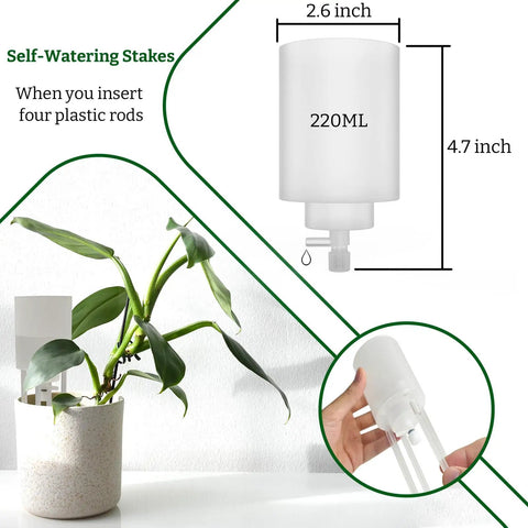 Adjustable Moss Pole Watering Dripper Pro with Flow Control for precise moss pole irrigation, shown in use with Monstera.
