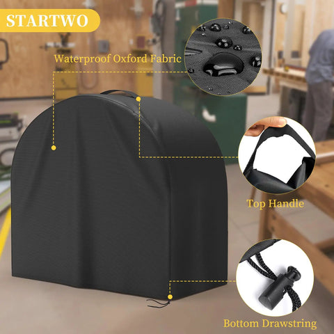 Heavy Duty Miter Saw Cover With Integrated Dust Guard Boasts Solid Shop Armor For Twelve Inch Equipment, waterproof oxford fabric.
