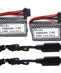 2 Pack 7.4V 1200mAh LiIon Rechargeable Battery With SM5P Plug And USB Cable For TX123 RC Boat R208 Replacement BeefedUp Power Pack With High Capacity For Long Life And All Day Run Time