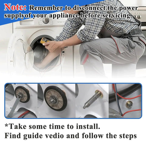 Left Side Dryer Drum Shaft Roller Replacement Kit For 27 Inch Dryers Replaces AP6020387 WPW10359270 239480 1878661 3399506 339490 347364 347610 4319306 AH3492562 EA3492562 Easy Install Durable Repair Part For Quiet Smooth Drum Rotation