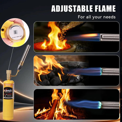 Triple Flame Turbo Torch Head With High Output Heat for Welding Brazing and Soldering 25590 BTU 2372F 1300C in use for various tasks