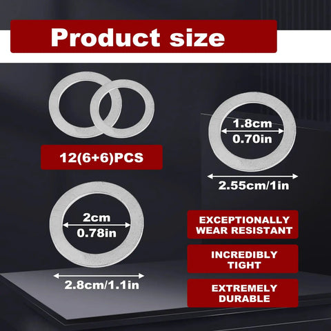Product size diagram of 12 Piece Drain Plug Crush Washer And Gasket Set For Transmission And Rear Differential Oil Seals Aluminum