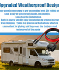 Weatherproof Solar Cable Entry Gland Kit With 3Ft 10AWG Extension Wire And MC4 Connectors shown on RV installation
